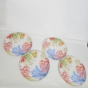 Better Homes and Gardens Melamine Coastal Dinner Plates Set of 4 Coral seashell